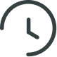 A drawing of a clock face that depicts our two weeks no hassle returns policy